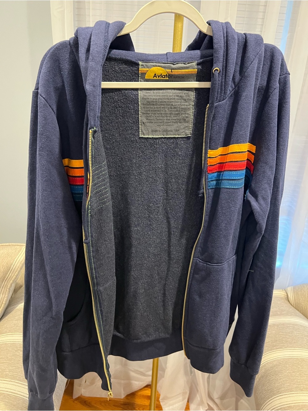 NWT Aviator Nation 5-Stripe Zip Hoodie - Picture 3 of 9